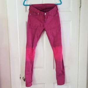 Hudson hot pink tie dye knee jeans 26